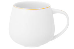 Кружка 450 мл 13*10*8,5 см Белая с золотом бочонок, NEW BONE CHINA