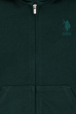 Темно-зеленая базовая толстовка с капюшоном для мальчиков - U.s. polo assn фото 3