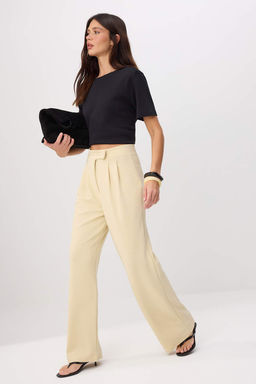 TRENDYOLMILLA Siyah C?rt C?rt Kapamal? Yuksek Bel Pileli Wide Leg/Genis Kesim Orme Pantolon TWOAW24PL00177  фото 67