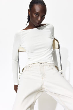 Top en punto fino con escote barco - H&m фото 3