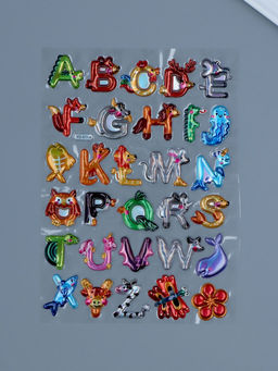 Цена за 3 шт. Наклейка интерьерная голография с металлическим отливом «Буквы», пластик, 9.5×27 см