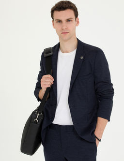 Lacivert Ex. Slim Fit Y_n Kar___ml_ Tak_m Elbise