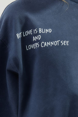 Indigo %100 Kal?n Pamuklu Soluk Efektli Bask?l? Relaxed Crop Orme T-Shirt TWOSS23TS00117