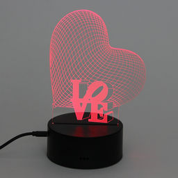 Цена за 2 шт. Светильник ночник "3D-LOVE" на пластиковой подставке, с включателем USB