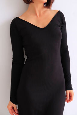 Martichelli Платье с V-образным вырезом чёрное  фото 7