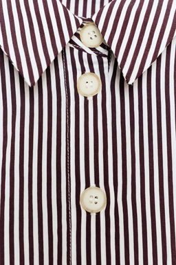 CAMISA MANGA ABULLONADA / Rayas marrones - Zara фото 7