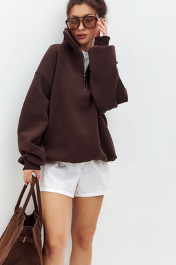 Толстовка женская из футера начес Комфорт шоколад макси