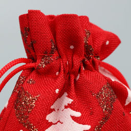 Цена за 5 шт. Мешочек подарочный холща Новогодняя пора, олени, 10 х 12 см +/- 1.5 см - Дарите счастье фото 4