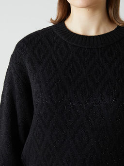 Bisiklet Yaka Baklava Desenli Kad?n Triko Kazak