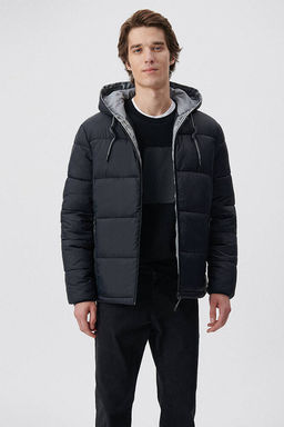 Мужской черный пуховик с капюшоном 0110266-900 23k008001e0011