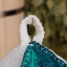 Шапка для бани и сауны, с принтом С новым годом! Дед Мороз с веником и бокалом , полиэфир 70%, шерсть 30%, Банная забава фото 2