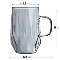Цена за 2 шт. Кружка Консул, стекло 300 мл, графит/грани (упаковка 2 шт)