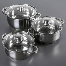 Набор кастрюль 6 пр. (2,2+3,2+4,2л) (ГРЕТТА) в под/уп (KT04-В) Катунь