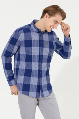 U. S. Polo Assn / Мужская синяя рубашка в клетку - U.s. polo assn фото 13