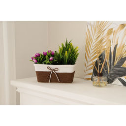 Кашпо для цветов плетёное «Бантик», 23,5×12,5×10,5 см, прямоугольник, цвет МИКС