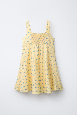 VESTIDO FRUNCE FLORES / Amarillo pastel - Zara фото 3