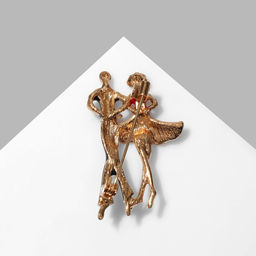 Брошь «Танцоры» пара, цвет красно-чёрный в золоте
