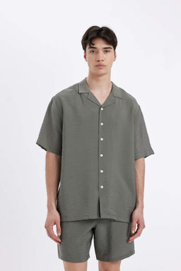 Рубашка с короткими рукавами и воротником-поло Relax Fit - Defacto фото 4