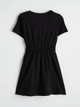 Bisiklet Yaka ?i?ek Bask?l? K?z ?ocuk Elbise