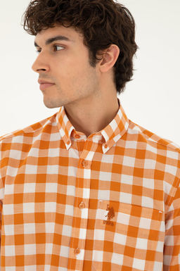 Мужская рубашка с длинным рукавом кирпичного цвета - U.s. polo assn фото 2