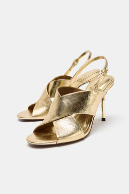 LAMINATED EFFECT HEELED SANDALS - Zara фото 4