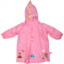 Дождевик-плащ детский "Рокки-Динозаврик" с капюшоном, рукава на резинке, цвет розовый, размер M(64*46см) ДоброСад