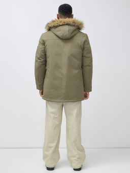 Парка мужская зимняя удлиненная с мехом бежевого цвета 606_1B - Wonderrman фото 6