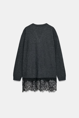 LONG KNIT JUMPER WITH LACE DETAIL - Zara фото 4