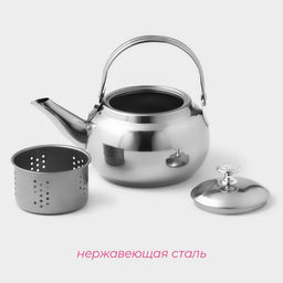 Заварочный чайник Доляна «Гретель», 800 мл, металлическое сито, нержавеющая сталь, хромированный