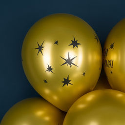 Шары воздушные латексные 12" «С Днём Рождения! Звёзды», золото, 4 ст., хром, набор 25 шт., МИКС