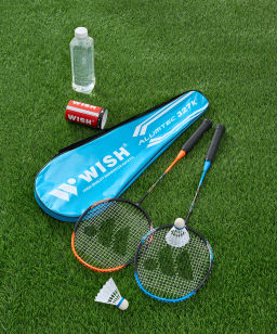 Набор для бадминтона Wish Alumtec 327 (2 ракетки + 2 волана), оранжевый/синий  фото 13