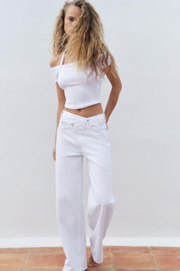 HIGH-WAIST TRF WIDE-LEG CROSSOVER WAIST JEANS - Zara фото 11