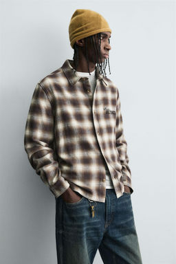 EMBROIDERED CHECK SHIRT - Zara фото 6