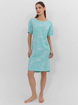 Сорочка ночная женская зеленая с цветочным принтом - Mark formelle фото 5