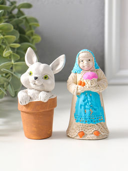 Набор фигурок пасхальных 2 шт. К празднику, девушка 9?4 см, заяц в горшочке 9?5 см