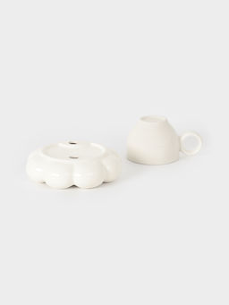 Чайная пара «Облако», 2 предмета: блюдце 14×3 см, чашка 220 мл, 12×8.5×7 см, керамика, белая