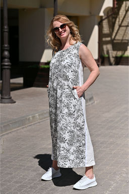 Длинное платье А-образного силуэта  100% лен - Новый лен фото 2