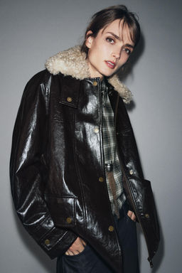 FAUX FUR COLLAR JACKET ZW COLLECTION - Zara фото 2