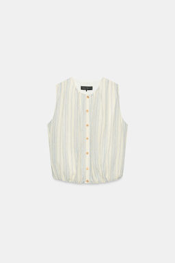 BLUSA RAYAS GLOBO / Crudo / Marino