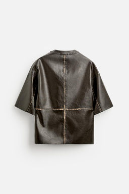 FADED LEATHER EFFECT OVERSHIRT - Zara фото 7