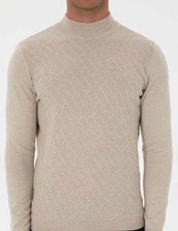 Kum Melanj Slim Fit Yar_m Bal_k__ Yaka Triko Kazak - Pierre cardin фото 6