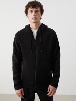 Kap??onlu Polar Erkek Fermuarl? Sweatshirt