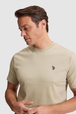 Erkek A__k Haki Regular Fit Bisiklet Yaka Basic Ti__rt
