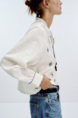 RUSTIC EMBROIDERED BLOUSE - Zara фото 4