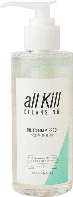 Очищающее гидрофильное масло-пенка All Kill Cleansing Oil To Foam Fresh освежающее, 155 мл, Holika Holika