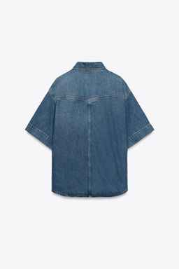 ZW COLLECTION SHORT SLEEVE DENIM SHIRT - Zara фото 9