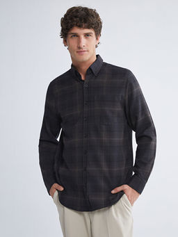 Regular Fit Uzun Kollu Ekose Gabardin Erkek G?mlek