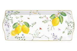 Блюдо прямоугольное Цветы и лимоны, 35х15 см