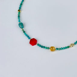 Колье из Бирюзы, Коралла и Цитрина