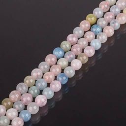 Бусины для украшений из Берилла, Аквамарина, Кунцита и Морганита (65 бусин) 39 см